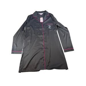 NWT Juicy Couture womens black nightgown. pajama, PJs. bedazzled. Size M. satin